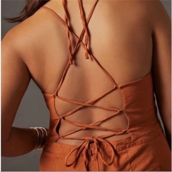 Anthropologie Maeve The Colette Strappy Jumpsuit Pantsuit NEW Plus Sz 22W Orange